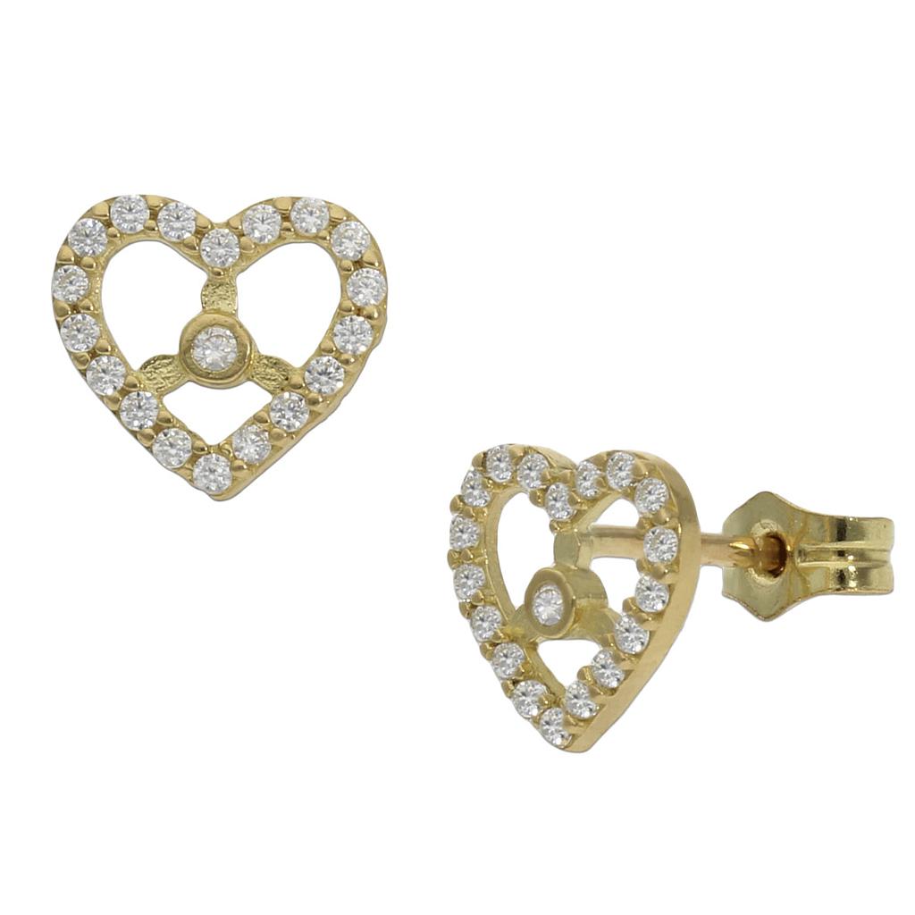 PENDIENTES CORAZONES ORO 18KL CIRCONITAS