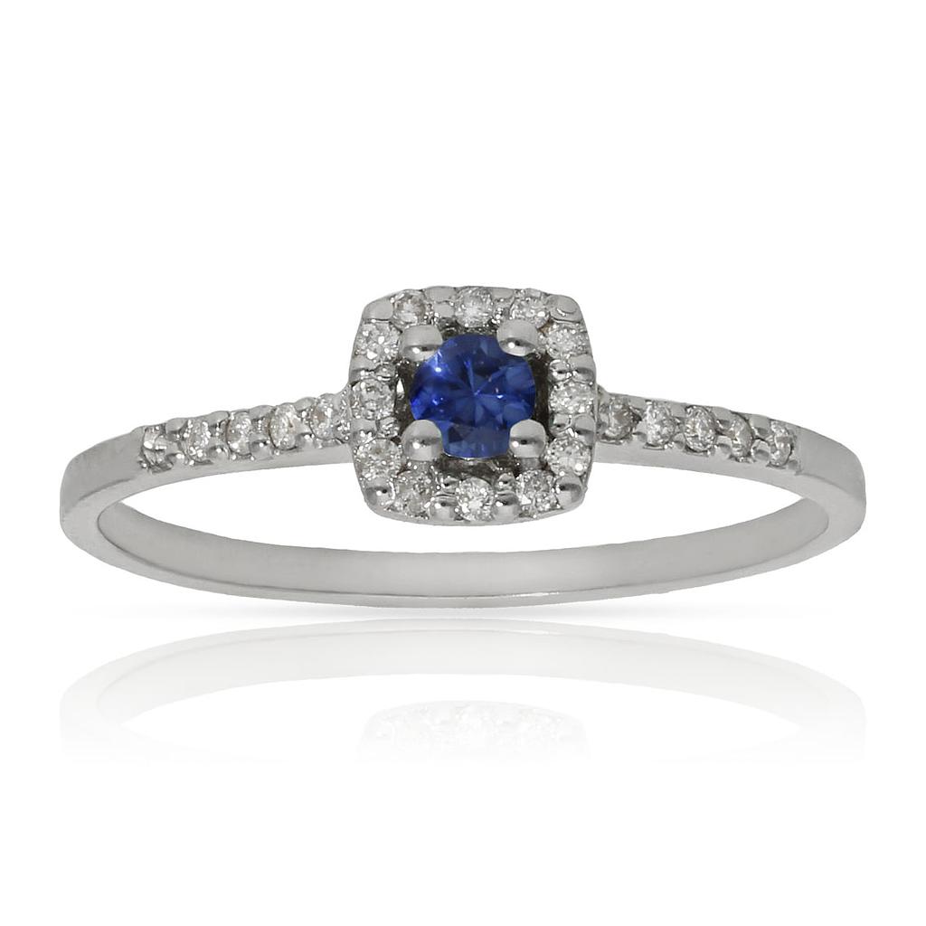SORTIJA ORO BLANCO 18KL ZAFIRO + DIAMANTES - STOCK