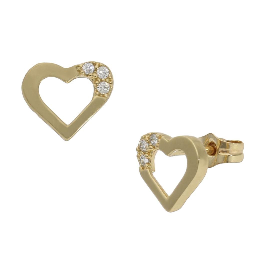 PENDIENTES CORAZONES ORO 18KL CIRCONITAS