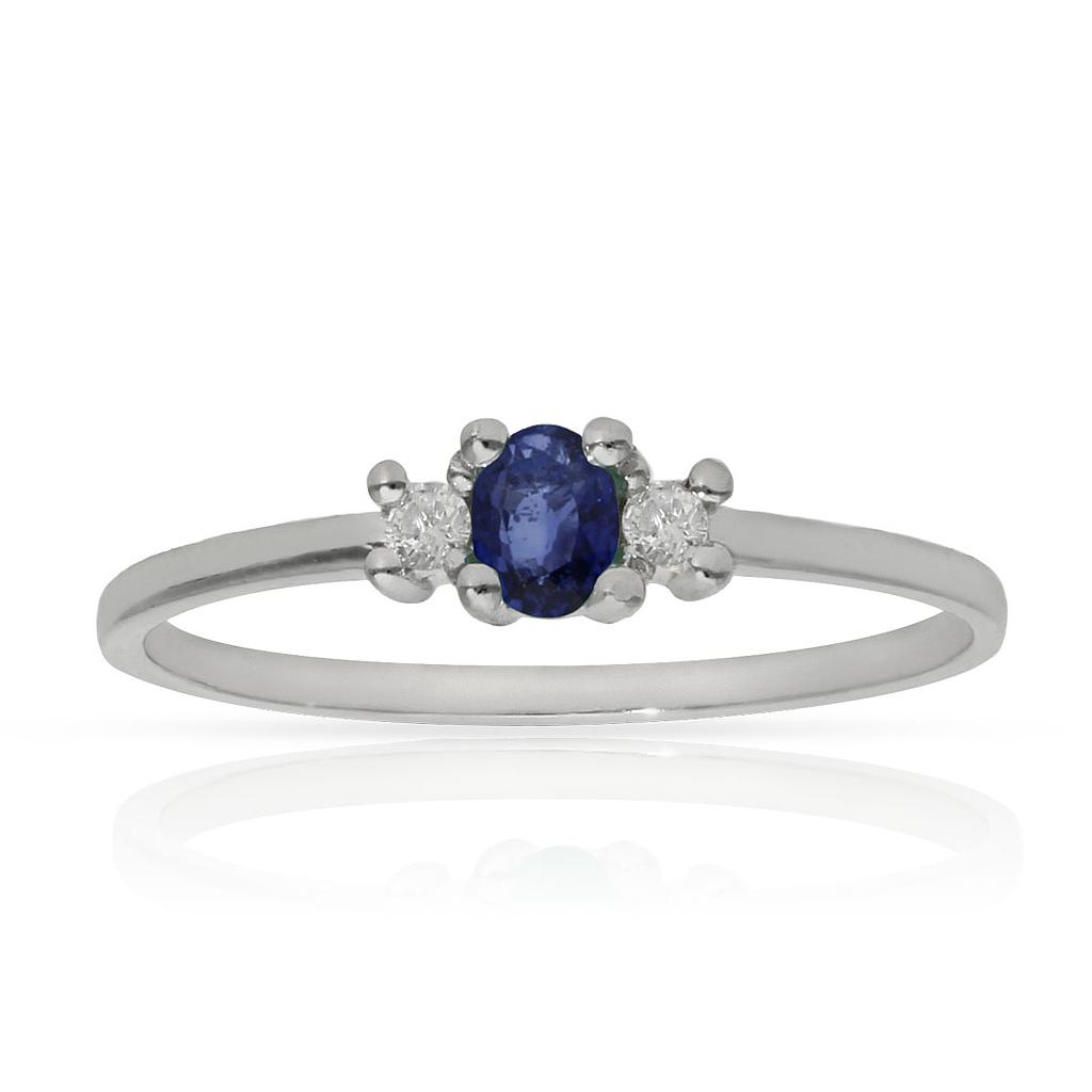 SORTIJA ORO BLANCO 18KL ZAFIRO + DIAMANTES - STOCK