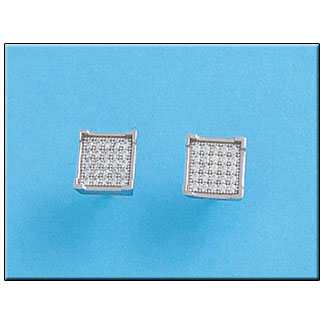 PENDIENTES CUADRADO CIRCONITAS PLATA 925MM