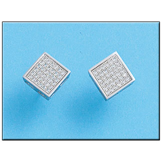 PENDIENTES CUADRADO CIRCONITAS PLATA 925MM