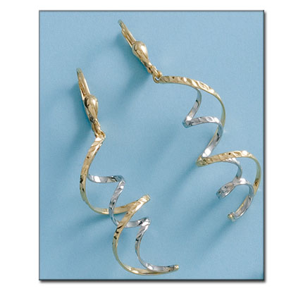 PENDIENTES EN ORO 18KL BICOLOR RIZADOS