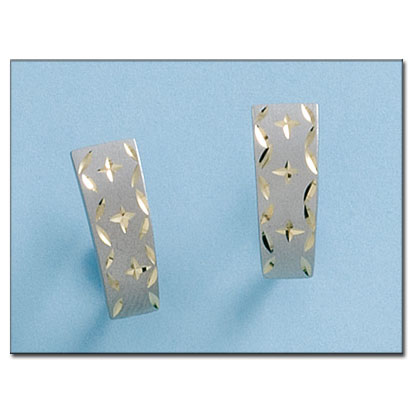 PENDIENTES EN ORO 18KL BICOLOR TALLADOS