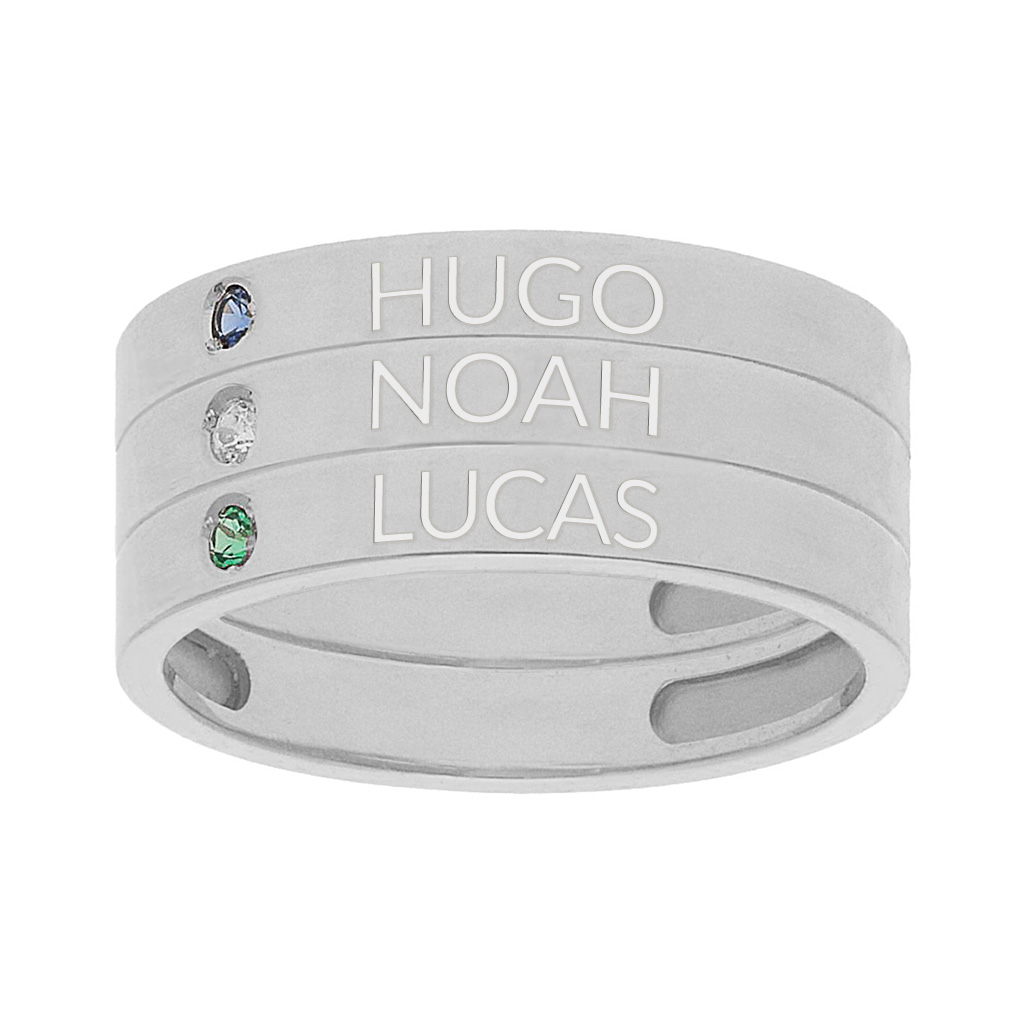 SORTIJA PLATA 925MM - 3 ANILLOS PERSONALIZADOS NOMBRES