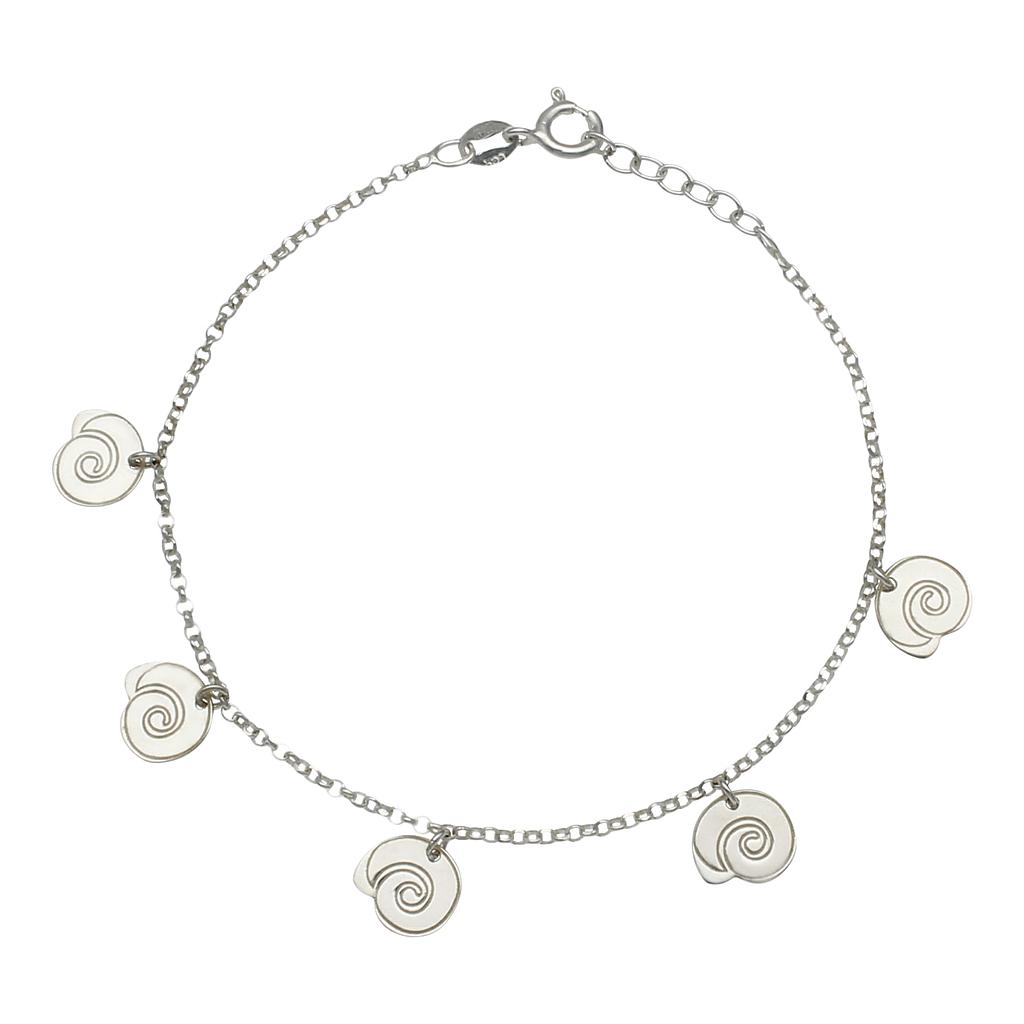 TOBILLERA PLATA 925MM MINI CHARMS CARACOLAS