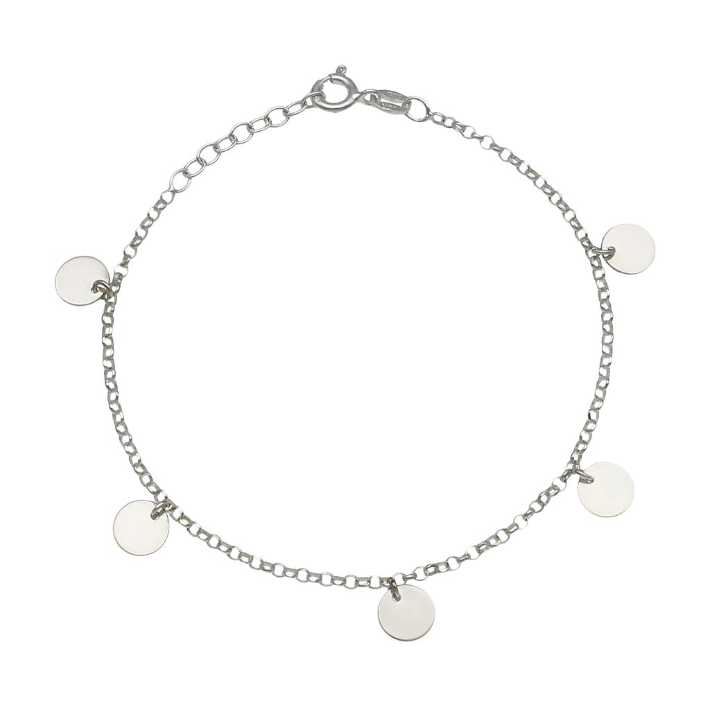 TOBILLERA PLATA 925MM MINI CHARMS CIRCULOS