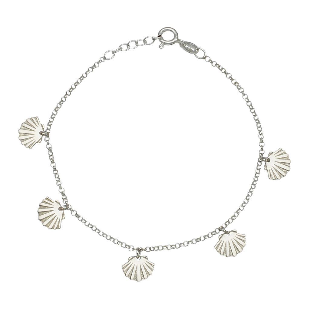 TOBILLERA PLATA 925MM MINI CHARMS CONCHAS