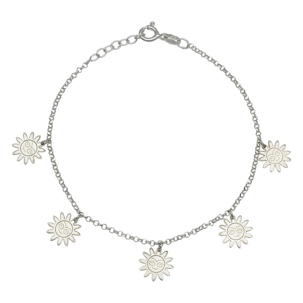 TOBILLERA PLATA 925MM MINI CHARMS SOL