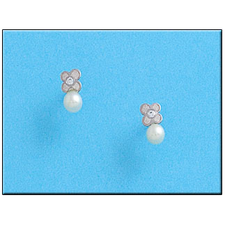 PENDIENTES EN ORO BLANCO 18KL FLOR