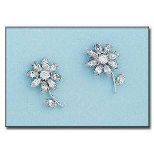 PENDIENTES EN ORO BLANCO 18KL FLOR