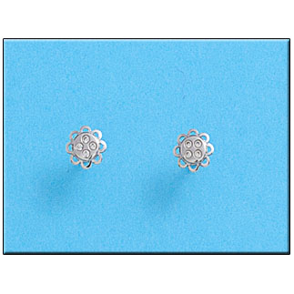 PENDIENTES EN ORO BLANCO 18KL FLOR 