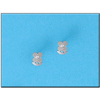 PENDIENTES EN ORO BLANCO 18KL FLOR 