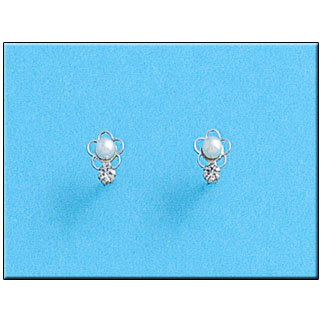 PENDIENTES EN ORO BLANCO 18KL PERLAS