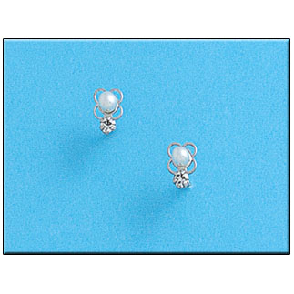 PENDIENTES EN ORO BLANCO 18KL PERLAS