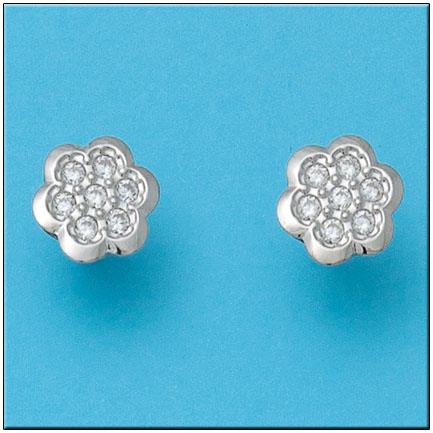 PENDIENTES EN ORO BLANCO DE 18KL FLOR