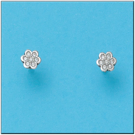 PENDIENTES EN ORO BLANCO DE 18KL FLOR