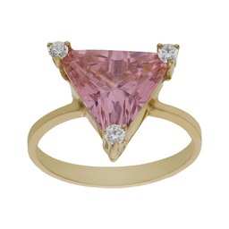 [S361] SORTIJA ORO 18KL - PIEDRA ROSA + CIRCONITAS