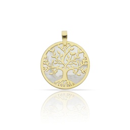 [AG651] COLGANTE ARBOL DE LA VIDA NACAR + PLATA CHAPADA ORO - 18MM