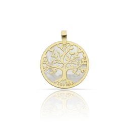 [AG651] COLGANTE ARBOL DE LA VIDA NACAR + PLATA CHAPADA ORO - 18MM