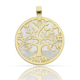 [AG649] COLGANTE ARBOL DE LA VIDA NACAR + PLATA CHAPADA ORO - 30MM