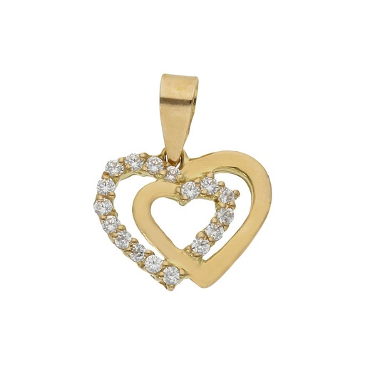 COLGANTE ORO 18KL CORAZONES CIRCONITAS