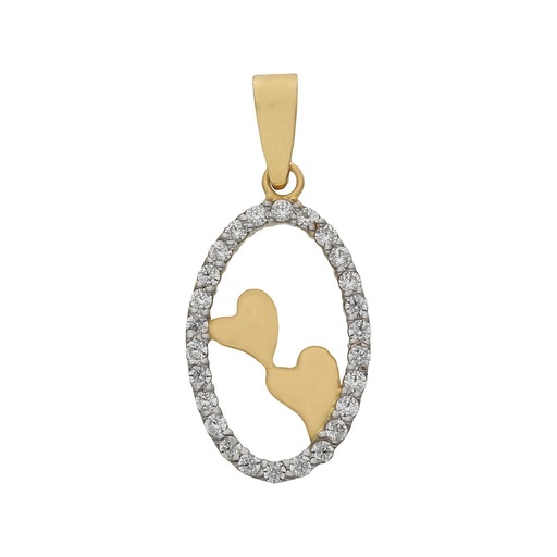 COLGANTE ORO 18KL CORAZONES CIRCONITAS