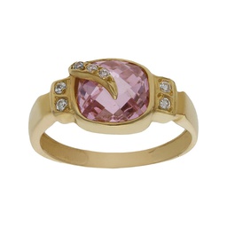 [S388] SORTIJA ORO 18KL PIEDRA ROSA + CIRCONITAS