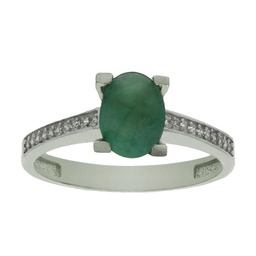 [S1291] SORTIJA ORO BLANCO 18KL + ESMERALDA FINA + CIRCONITAS (copia)