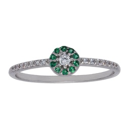 [S946] SORTIJA ORO BLANCO 18KL - CRISOPAL VERDE