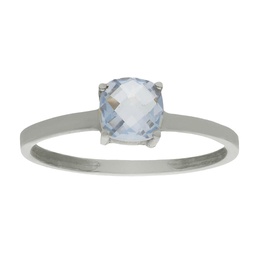 [S185] SORTIJA ORO BLANCO 18KL - PIEDRA AZUL