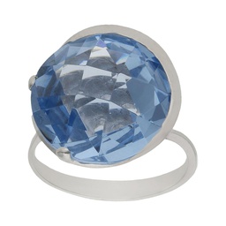 [S1123] SORTIJA ORO BLANCO 18KL - PIEDRA AZUL