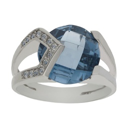 [S4684] SORTIJA ORO BLANCO 18KL - PIEDRA AZUL