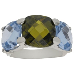 [S4678] SORTIJA ORO BLANCO 18KL - PIEDRA AZUL + VERDE