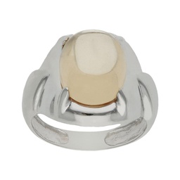 [S1128] SORTIJA ORO BLANCO 18KL - PIEDRA CHAMPAN