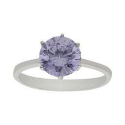 [S188] SORTIJA ORO BLANCO 18KL - PIEDRA MALVA