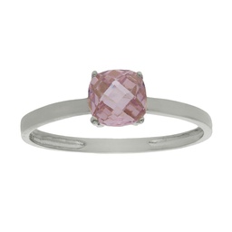 [S359] SORTIJA ORO BLANCO 18KL - PIEDRA ROSA