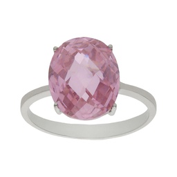 [S373] SORTIJA ORO BLANCO 18KL - PIEDRA ROSA