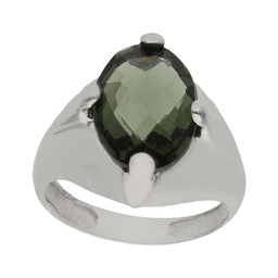 [S4682] SORTIJA ORO BLANCO 18KL - PIEDRA VERDE