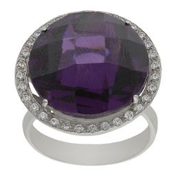 [S1117] SORTIJA ORO BLANCO 18KL - PIEDRA VIOLETA