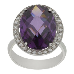 [S1119] SORTIJA ORO BLANCO 18KL - PIEDRA VIOLETA