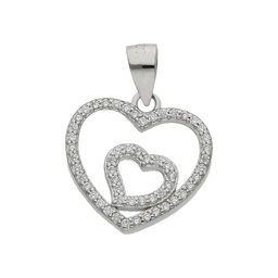 [AG669] COLGANTE CORAZON PLATA 925MM CIRCONITAS - 16x15MM