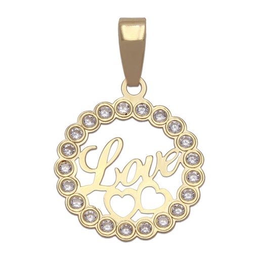 COLGANTE ORO 18KL LOVE CIRCONITAS - 15MM
