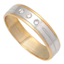 [AB8] ALIANZA BICOLOR 3 DIAMANTES ORO 18KL-5MM