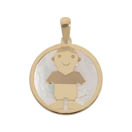 COLGANTE ORO 18KL NIÑO NACAR - 16MM