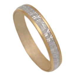 [ATBLANCO] ALIANZA BICOLOR TALLADA ORO 18KL DE 4MM