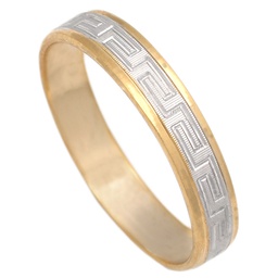 [AT11] ALIANZA BICOLOR TALLADA ORO 18KL DE 4MM