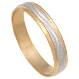 [AT10] ALIANZA BICOLOR TALLADA ORO 18KL DE 4MM
