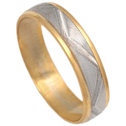 [AT8] ALIANZA BICOLOR TALLADA ORO 18KL DE 5MM