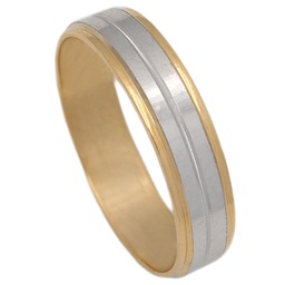 [AT15] ALIANZA BICOLOR TALLADA ORO 18KL DE 5MM